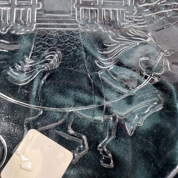 Libby Winter Christmas Holiday Sleigh Ride Clear Glass Serving Platter Plate - Picture 6 of 10